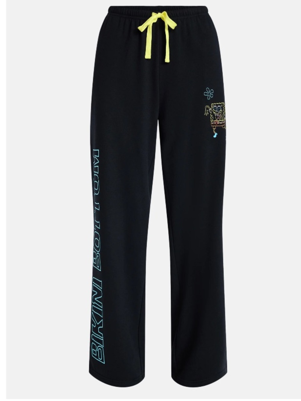 Black Spongebob‎ Sweatpants with Neon Drawstring and Graphic Size L